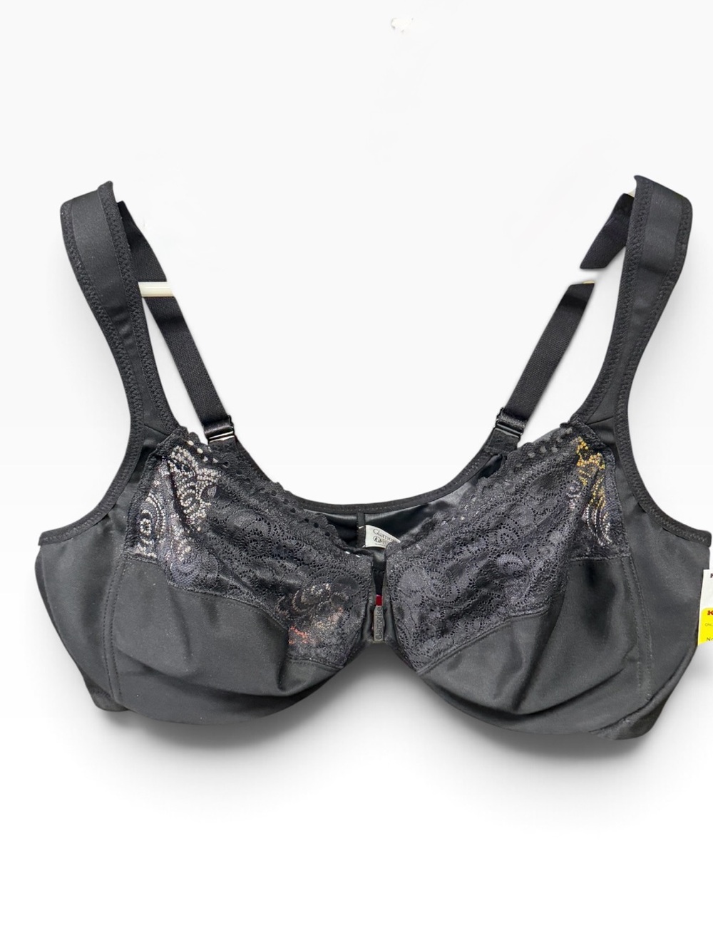 Glamorise 48B Front Close WonderWire Bra Black Lace Wide Strap Style 1245